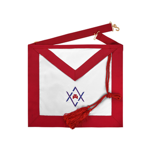 Royal Arch Ceremonial <b>Apron</b> Red and <b>White</b> with Embroidered Emblem Tassels and Adjustable Waist Belt All masonic Accessories - Product Image 1