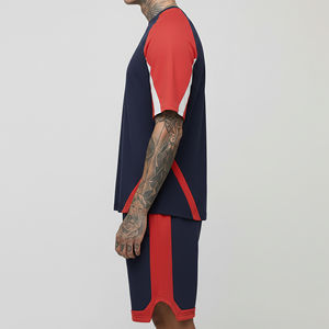 Conjunto de 2 Piezas de Camiseta y Pantalones Cortos para Hombre, Estilo Urbano, con Logotipo Bordado, Corte Regular, 100% Algodón Transpirable - Product Image 3