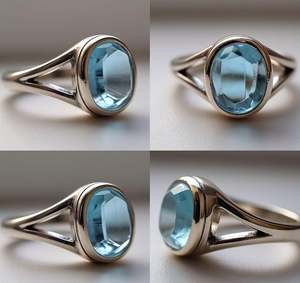 Anillo de Aguamarina en Plata de Ley 925, Hecho a Mano, Joyería de Piedra de Nacimiento de Marzo para Mujer - Product Image 5