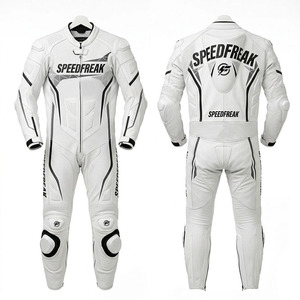 ชุดแข่งรถหนังแท้สีขาวสำหรับผู้ชาย Speedfreak พร้อมแผ่นป้องกัน CE และดีไซน์ระบายอากาศสำหรับขี่มอเตอร์ไซค์ - Product Image 3