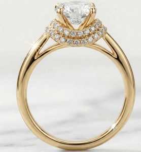 แหวนเพชรทรงกลม 2.01 กะรัต ผลิตในห้องปฏิบัติการ ประดับด้วยวงแหวนรอบวงแบบซ่อนสองชั้น สำหรับผู้หญิง ทองคำขาว 14K ของขวัญสำหรับแฟนสาวในงานปาร์ตี้ สำหรับงานหมั้น - Product Image 5