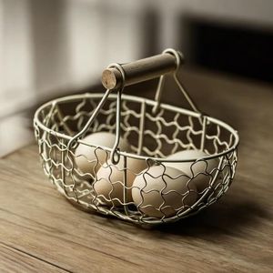 Decorative Metal <b>Egg</b> Holder Ideal For Farmhouse Kitchens With Open Wire <b>Basket</b> <b>Egg</b> Storage Style - Product Image 3