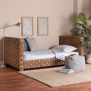 Coastal Boho Handwoven Seagrass Daybed <b>Twin</b> Size <b>Bed</b> <b>Frame</b> with Intricate Basketweave Design - Product Image 2