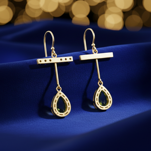 Pear Cut Green Hydro Earrings with Blue CZ 925 <b>Sterling</b> <b>Silver</b> 18K Gold Plated Designer Statement Earrings Women Jewelry - Product Image 2