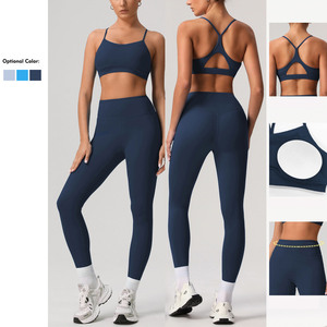 Seamless Women's Yoga Bra Sets Halter Neck <b>Turtleneck</b> Quick Dry Spandex/Nylon 3-Piece Sport Gym Fitness Running Clothing - Product Image 1