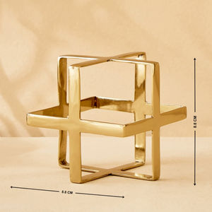 Conjunto de Esculturas Geométricas Modernas en Forma de Cubo Dorado, Portavelas de Metal, Decoración para Mesa del Hogar, Adornos Decorativos, Figura Dorada de Estilo Rústico - Product Image 3
