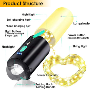 4-in-1 ricaricabile IP44 impermeabile da campeggio lanterna 33ft stringa di luce 7 modalità di emergenza Power Bank borsa per il trasporto per - Product Image 4