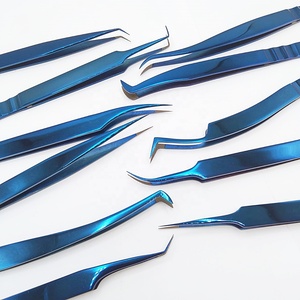 แหนบต่อขนตาปลายไฟเบอร์พลาสม่าสีฟ้ามีที่จับแข็งแรงทำจากสเตนเลสปรับแต่งโลโก้ได้ตามต้องการทุกมุม - Product Image 2