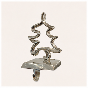 Modern Silver Metal Christmas Tree <b>Stocking</b> <b>Holder</b> 3D Polish Aluminum Mantle Hanger For Holiday Fireplace Decor Heavy Duty Hooks - Product Image 5