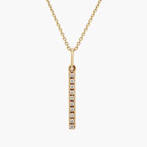 Mini Diamond Vertical Bar Pendant in Yellow Gold - Product Image 1