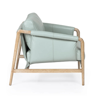 Fauteuil en cuir moderne avec pieds en bois, dossier solide, style scandinave, chaise de salon, meubles de maison