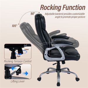 Sedia da Ufficio Girevole Direzionale con Schienale Sagomato, Altezza Regolabile e Maniglia di Controllo per Ufficio Domestico - Product Image 5