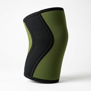 Genouillère en néoprène à compression respirante, protection universelle toutes saisons, à enfiler, unisexe, vert et noir - Product Image 1