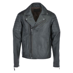 Chaqueta Bomber de Cuero Vacuno para Hombre MAKUM, Cuello Camisero, Cierre de Cremallera, Corte Ajustado, Manga Regular, Color Sólido, Ecológica - Product Image 1