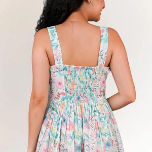 Vestido Mini Floral Lavable Ecológico 100% Algodón, Ligero y Transpirable para Todas las Estaciones, Silueta en A, Corte Ajustado, Venta al Por Mayor - Product Image 3