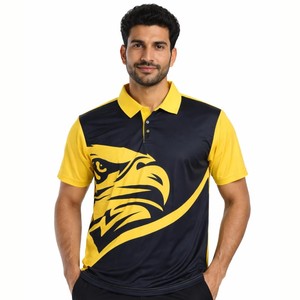 Camiseta Deportiva Informal Elegante para Hombre, Amarilla y Negra, de Manga Corta, de Secado Rápido, Transpirable, de Tela de Punto de Poliéster - Product Image 1