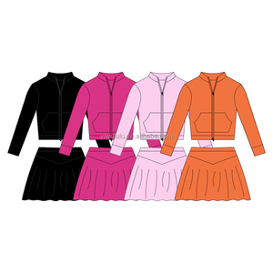STITCHMODE Fabrica Conjuntos de Falda Plisada de Dos Piezas de Color Sólido con Logotipo Personalizado de Alta Calidad, Top con Cremallera y Falda, Traje Deportivo para Correr - Product Image 3