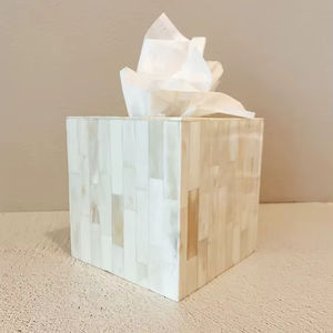 Porta pañuelos de lujo con incrustaciones de hueso para decoración de mesa - Product Image 1
