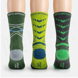 Crew <b>Socks</b> Geometric Pattern Blue Breathable <b>Running</b> <b>Socks</b> for Adults Spring Season - Product Image 2