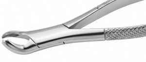 Forceps d'extraction dentaire pour molaires inférieures, chromés, en acier inoxydable, avec poignées texturées et becs dentelés - Product Image 2