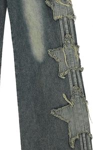 Men's Wide Leg wax Denim <b>Jeans</b> Plus Size Loose Fit Mid Waist Ripped Hole Casual Cotton Pants <b>Button</b> Fly Solid Color Woven - Product Image 6