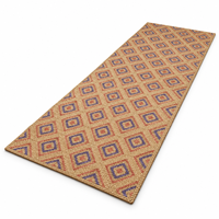 Customizable 100% Jute Eco-Friendly Modern Flat Weave Medium Pile Runner Rug 2x6 Feet Natural Tan Checkered Pattern Carpet
