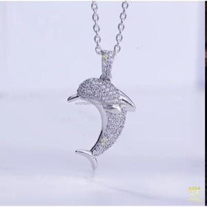 Premium Moissanite Diamond Dolphin Pendant In 925 Sterling Silver Bling Fashion Jewelry Necklace For Men Women - Product Image 4