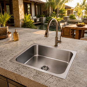 Brushed Stainless Steel <b>Kitchen</b> <b>Sink</b> Single Bowl Countertop Basin - Product Image 5