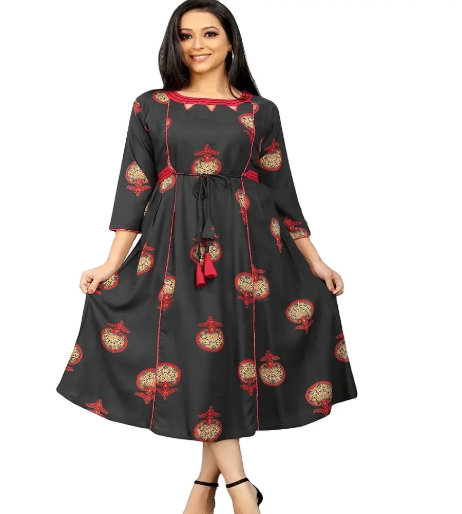 Индийское высококачественное дизайнерское длинное платье с принтом розового цвета из хлопка Курта для женщин, последние коллекции