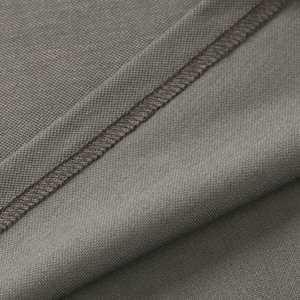 Chemise polo pour homme de qualité supérieure, couleur unie, tricotée, manches courtes, coupe décontractée, gris avec bordure noire sur le col et les poignets - Product Image 5