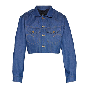Fashion Cropped Denim <b>Jackets</b> for Women Custom Logo <b>Long</b> Sleeve Jean Coat Manufacturer Supply - Product Image 1