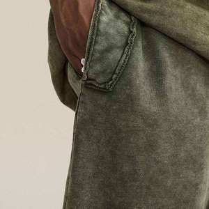Shorts cargo vert délavé pour homme en mélange de coton, décontracté, avec cordon de serrage, pour l'été, style streetwear - Product Image 4