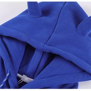 Sudadera con Capucha Azul Unisex con Diseño de Orejas de Gato, Corte Holgado, Estilo Casual para Otoño, Manga Larga, Bolsillo Frontal - Product Image 4