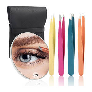 Juego Profesional de 4 Pinzas para Cejas, Color Caramelo, para Hombres y Mujeres, Herramienta de Viaje para Eliminar Pelo Facial y Cejas Encarnadas - Product Image 1