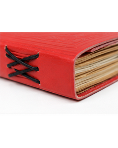 Red Leather Journal with Brass Latch – Celtic Embossed Cover Black Lace Stitched Spine Deckle Edge Handmade <b>Paper</b> Wholesale - Product Image 3