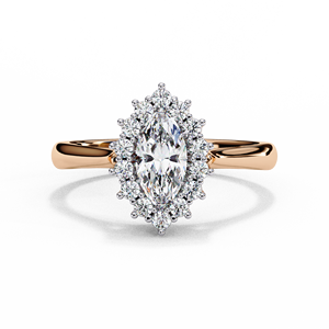 Anillo de Compromiso con Moissanita Corte Marquesa y Halo, Inspirado en el Estilo Vintage, Joyería para Mujer, Ajustable para Bodas y Fiestas - Product Image 2