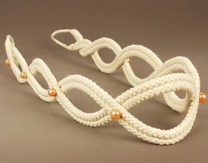 Cotton Rope Curtain <b>Tie</b> <b>Back</b> Peach Bead Accent, Modern Decor - Product Image 2