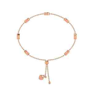 Rose Gold Tone Bezel Diamond Wristlet Recycled <b>Silver</b> Hypoallergenic Fine Chain Bangle - Product Image 5