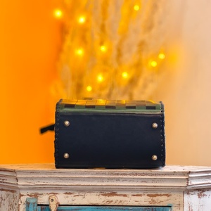 Genuine Leather Luxury Durable Lightweight Speedy Duffle Bag Rectangular Concho Middle Turquoise Stone Studded Hand Tooling - Product Image 4