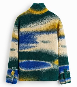 Men's Gradient Color Turtleneck Fleece <b>Jacket</b> Casual Thick Sherpa Lined Pullover <b>Winter</b> Wear Regular Fit Polyester Material - Product Image 3