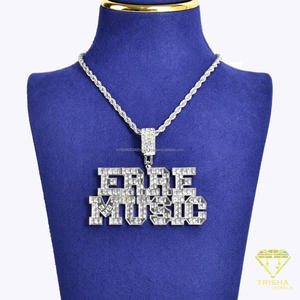 Collar con Colgante de Letra Personalizada con Diamante Cultivado en Laboratorio de Primera Calidad, con Cadena de Cuerda y Piedras Brillantes - Product Image 2
