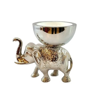 METAL the <b>ELEPHANT</b> STANDING BOWL PURE SILVER PLATED <b>ELEPHANT</b> COPPER HAMMERED BOWL GIFT DRY FRUIT BOWL <b>DECORATIVE</b> SHOWPIECE - Product Image 1