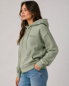 Sweat-shirt court à capuche pour femme Vibe Craft, bleu, en coton, décontracté, avec logo imprimé sur le devant, manches longues, doublure tricotée, respirant, automne - Product Image 6