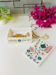 Luxury <b>White</b> Marble Storage <b>Box</b> with Exquisite Multicolor Inlay Artwork Wholesale Available Here - Product Image 2
