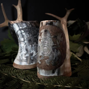 Taza de cuerno para beber de jarra vikinga Taza de cuerno de búfalo natural Cuerno de comedor vikingo DE LA India - Product Image 1