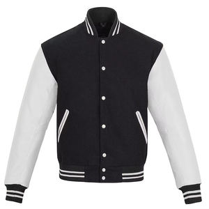 Chaqueta para Hombre, Estilo Universitario, Negra y Blanca, Chaqueta Clásica de Béisbol con Mangas en Contraste, Abrigo Informal Cálido y Cómodo - Product Image 1