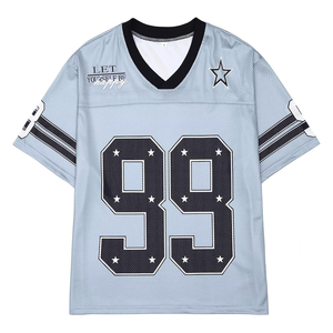 เสื้อฟุตบอลผู้หญิงคอวีแขนสั้นหมายเลข 99 สีน้ำตาล สปอร์ต ระบายอากาศได้ดี ทรงหลวม ตกแต่งลายดาว - Product Image 4