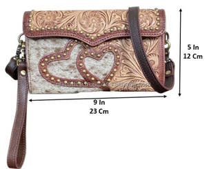 Sac à main mini pochette bandoulière en cuir véritable fait main pour femme, style western, en cuir de vachette, collection 2026, tendance et très demandé - Product Image 2