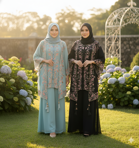 Conjunto de Salwar Kameez de 2 Piezas con Bordado Floral y Organza Brillante, Elegante para el Ramadán 2026, Moda Modesta para Mujeres Musulmanas, Ropa de Fiesta - Product Image 1