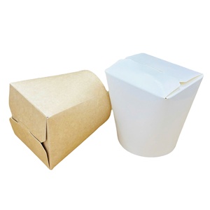 Biodegradable Food Grade Eco-friendly 2-Layer Flexo <b>Printed</b> Cylinder Self Erecting Kraft Paper Disposable Lunch & Bento Box - Product Image 3